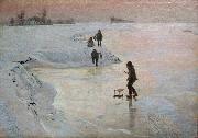 Emile Claus Skaters USA oil painting artist